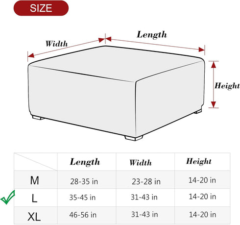 HFCNMY Stretch Square Ottoman Cover Knitted Jacquard Ottoman Cover Washable Square Ottoman Slipcover Storage Ottoman