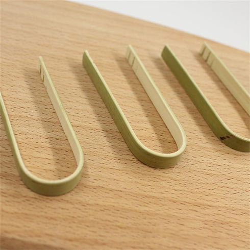10pcs 3.9inch Wooden Tongs, Disposable Cooking Utensils, Mini Bamboo Tongs for Natural Toast Cooking