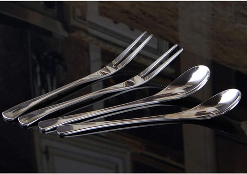 VANRA 5in Flatware Set, Silver Stainless Steel, 4-Piece with 2 Forks and 2 Spoons for Salad and Appetizer