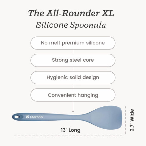 Starpack 'The All Rounder' XL Premium Silicone Spoonula Spatulas, Heat Resistant Up to 600°F