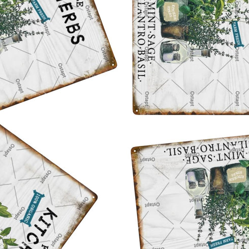 Kitchen Herbs Farm To Table 100% Organic Vintage Metal Tin Sign, Funny Garden Poster 8x12 Inch