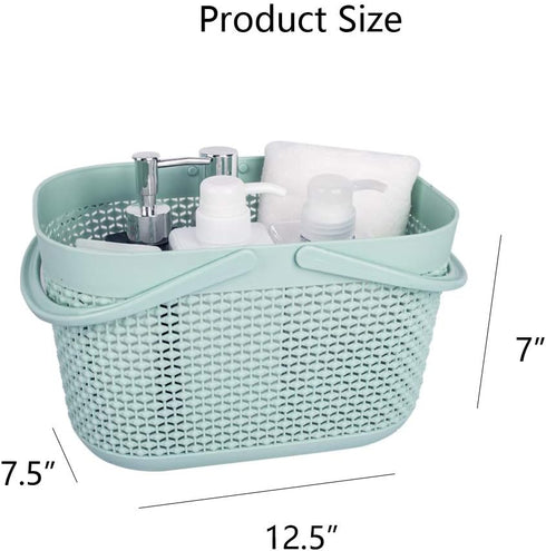 UUJOLY Plastic Organizer Storage Baskets with Handles - Shower Caddy Bins for Bathroom and Kitchen (Blue)