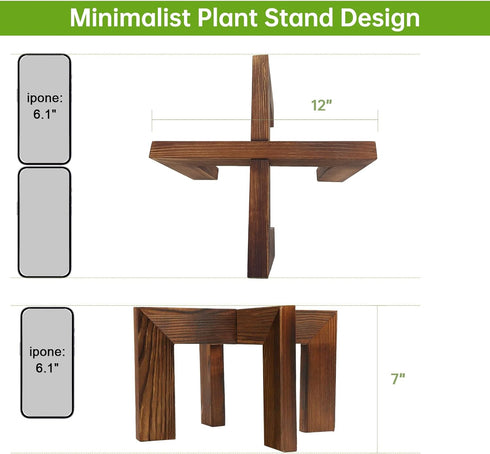 Wood Plant Stand for Indoor/Outdoor, Large Size Sturdy Flower Pot Holder, Fits Most Flower Pots (1 Pack)