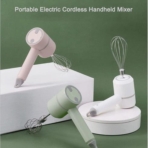 Hand Mixer, Portable Electric Cordless Handheld Mixer, 3-speed USB Rechargeable with Twin Mixer Whips and Egg Separator