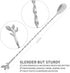 AnSaw Silver 12-Inch Stainless Steel Cocktail Spoon with Leaf Handle, Durable Long Handle Bar Stirrer, 2-Pieces