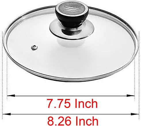 Tempered Glass Pot Cover: 7.8 Inch Griddle Lid with Insulated Handle for Cooking Pot Cover