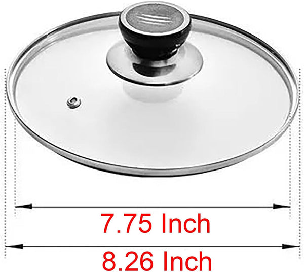 Tempered Glass Pot Cover: 7.8 Inch Griddle Lid with Insulated Handle for Cooking Pot Cover
