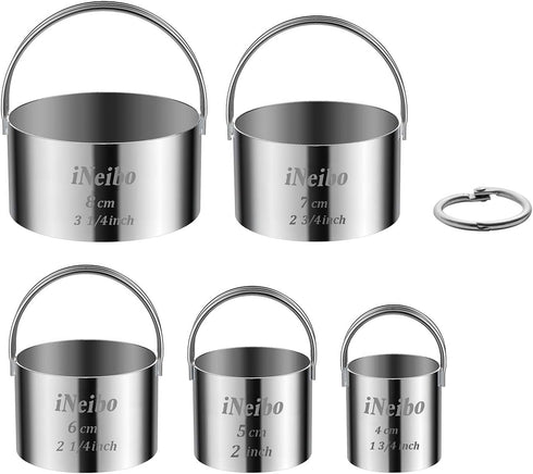 iNeibo Biscuit Cutter Set, Round Shape Cookie Cutters for Pastry Dough Baking, DIY Cake Décor