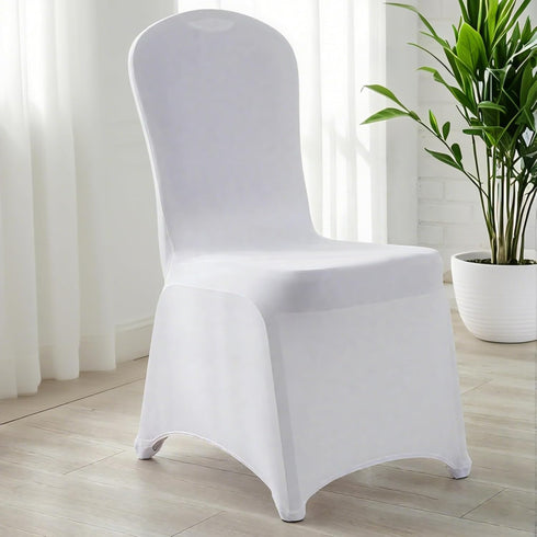 MAQIHAN 3PCS Chair Covers - 3PCS Folding Chair Covers Spandex Stretch White