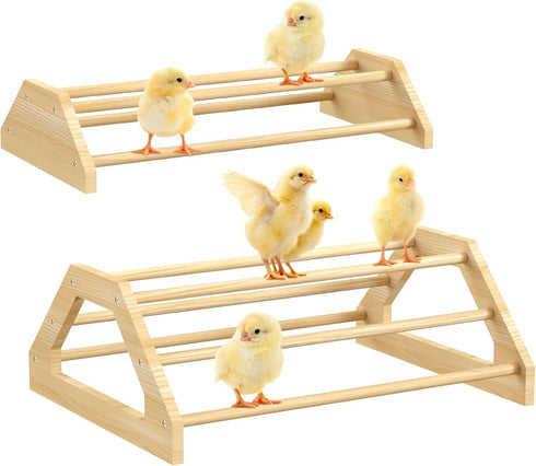 Pawaboo Chick Perch, 2 Pack Wooden Chicken Roosting Bars, Large & Small