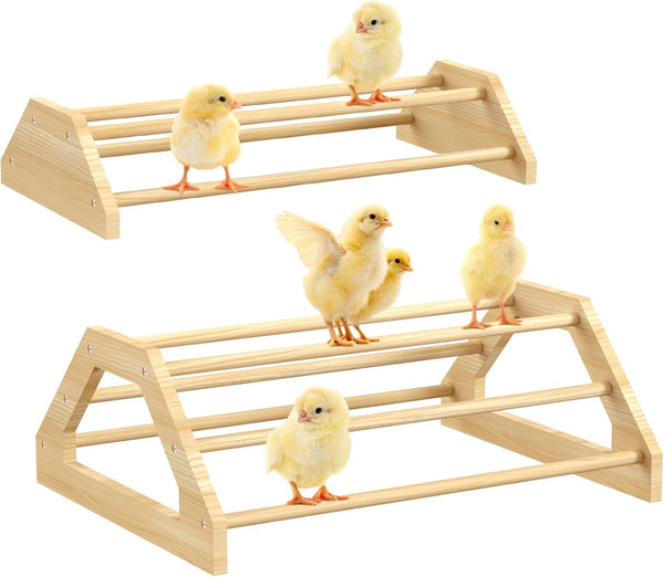 Pawaboo Chick Perch, 2 Pack Wooden Chicken Roosting Bars, Large & Small