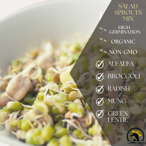 1 lb 46 Salad Style Bean Sprout Starter Seeds - Servings per Bag! - Non-GMO Organic - Sprouting Mix - Includes Alfalfa