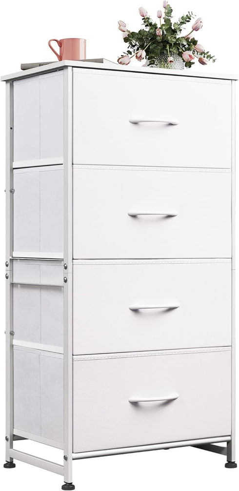 WLIVE Dresser with 4 Drawers, Storage Tower Organizer Unit for Bedroom, Hallway, Entryway, White