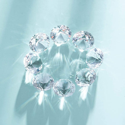 LONGWIN 30mm Crystal Diamond Themed Dinner Party Table Decoration, Pack of 8, Clear