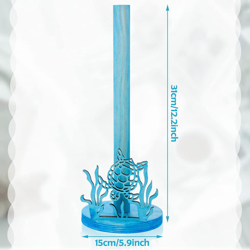 Remerry Turtle Paper Towel Holder Blue Room Decor Wooden Sea Turtle Seaweed Paper Towel Roll Holder Gift Underwater