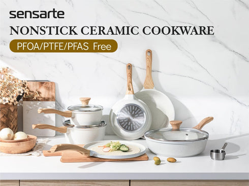 SENSARTE Frying Pan Bakelite Handle Replacement for White Ceramic Collection Pots and Pans