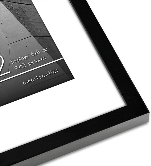 Americanflat 9x12 Picture Frame with Shatter-Resistant Glass - Use as 6x8 Frame with Mat or Display 9x12 Photo