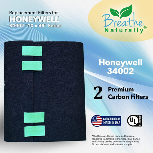 Replacement Carbon Filters for Honeywell 34002 2-Pack 10"x48" Activated Carbon HEPA Pre-Filter By Breathe Naturally