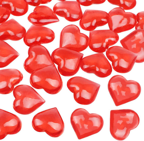 Fangoo 110 Pieces Red Acrylic Heart Gems for Valentine's Day Decorations | Bright Red, 8OZ, Vase Filler, Table Scatter