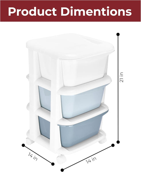 3 21x14x14 inch G-Rack Drawer Storage Cart with Wheels Green Rolling Organizer Versatile Storage Drawers for Clothes
