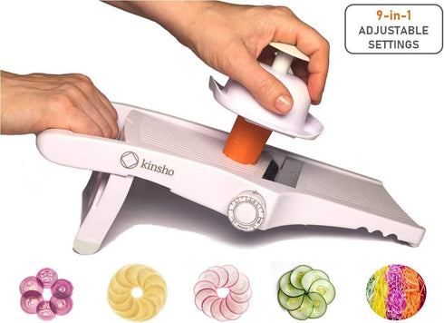 Mandolin Slicer Adjustable Mandoline - Best Hand-Held Cutter for Vegetable Potato Zucchini Food - 9-in-1 Japanese