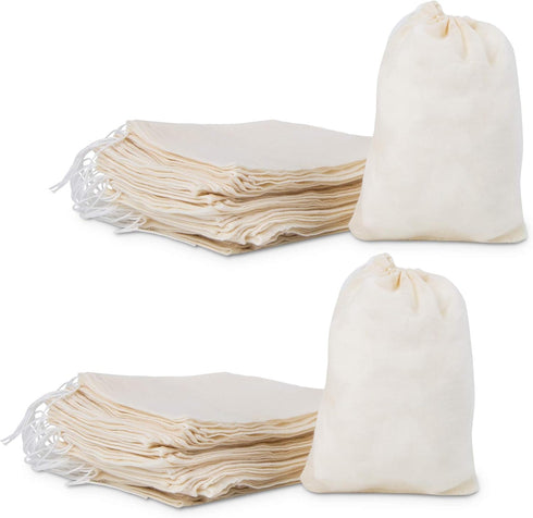 Chielor 50Pcs Cotton Muslin Bags - 5.9 x 3.9 Inches Eco-friendly Drawstring Bags