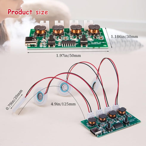 DIY Four-Spray Humidifier Module Kit, 1Pcs Versatile Mist Maker with Humidifier Control Board & Atomizer Driver