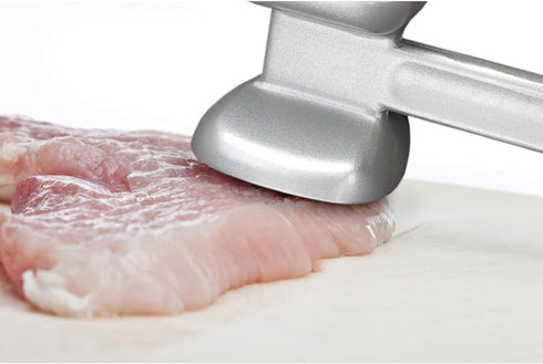 HIC Kitchen Non-Stick Meat Tenderizer - Dual-Sided with Toothed and Plain Heads, Silicone-Coated