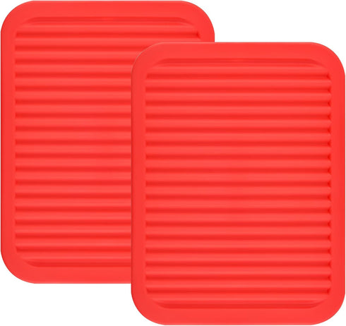 Smithcraft Silicone Trivet Set, 2 Pack, Food-grade, Heat Resistant, Red, Rectangular, 9x12 Inch, 0.27 Inch Thickness