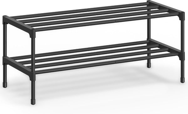 SONGMICS 2-Tier Shoe Rack for Closet, Compact Metal Shoe Organizer Shelf for