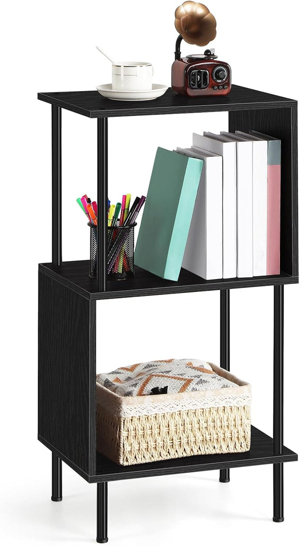 ETELI 3-Tier Side Table Small Tall S-Shaped End Table with Open Book