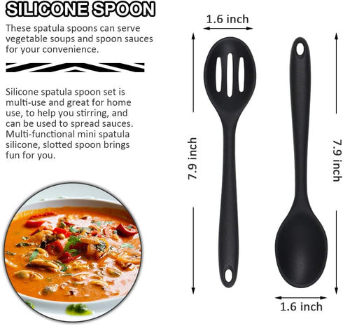 Small Spatulas 5PCS, Easy to Clean Silicone Turner, Flexible Brownie Spatula for Kitchen Use, Mini for Fish and Rice