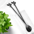 AnSaw Long Handle 7.4-Inch Leaf Teaspoons Set, 6 Pcs Black Stainless Steel