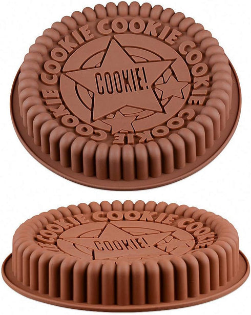 2Pcs Giant Sandwich Oreo Big Cookie Cake Pan, 9 Inch Rock Star Bread Baking Silicone Mold (Set of 2)