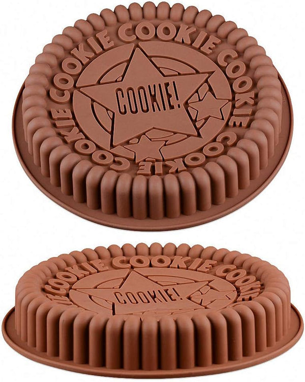 2Pcs Giant Sandwich Oreo Big Cookie Cake Pan, 9 Inch Rock Star Bread Baking Silicone Mold (Set of 2)