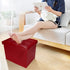 17x13x13in,Red Bsketa Storage Ottoman, Folding Foot Stool with Thicker Foam Padded Seat Small Leather Storage Ottoman