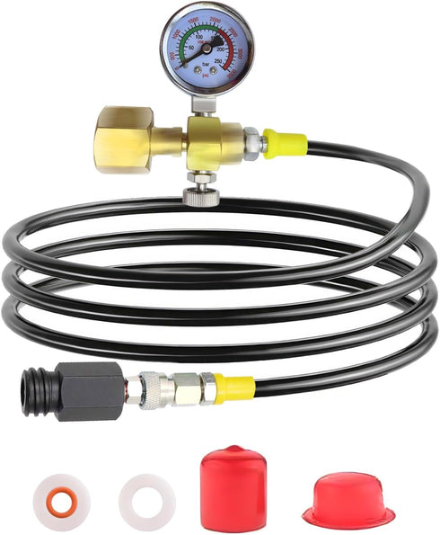 Soda Maker CO2 Tanks Adapter Hose with Big Pressure Gauge, Compatible with Fizzi Onetouch Jet Aqua Fizz Blue Cylinder