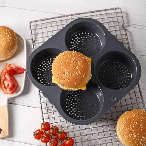 Silicone Hamburger Bun Pan, Multi Cavity Non-Stick Baking Mold for Making Buns, Household Baking Tool