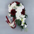 Artificial Rose Bouquet for Wedding Bride, White + Wine Red Bouquet for Home Holiday Party Supplies