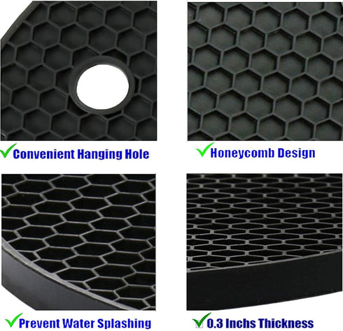5 Pack Extra Thick Silicone Trivets Heat Resistant Pot Holder and Oven Mitts, Nonslip Insulation Honeycomb Rubber Hot