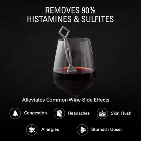 PureWine Red Wand Filters for Histamines and Sulfites, May Reduce Wine Allergies & Sensitivities, Includes Glass Charm