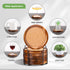 Sets Set 6 4.33in WLWNWFT Wood Cork Coasters for Drinks Absorbent with Holder, WLWNWFT Acacia Wood Coaster Rustic
