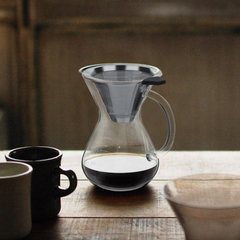 Pour-over Coffee Maker with Filter, Glass Drip Coffee Maker, Filter Pot with Scale for Office and Home Use