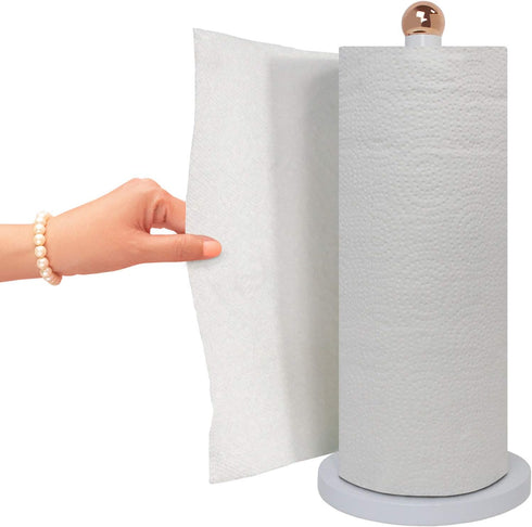 Blue Donuts Paper Towel Holder, Weighted Base for Easy One-Handed Tear, Modern Countertop Paper Towel Dispenser