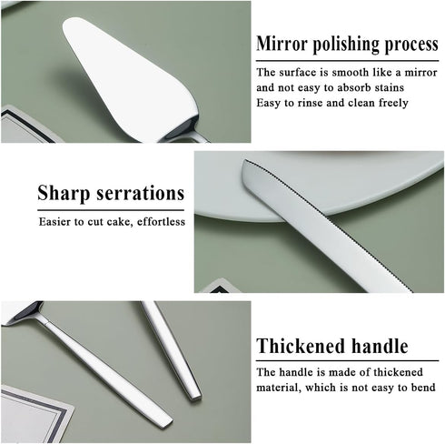 Wedding Cake Knife and Server Set - Cake Cutter and Pie Server, Dishwasher Safe for Weddings and Birthdays