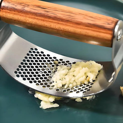 Set Garlic Press Rocker Stainless Steel Ginger Crusher, Garlic Mincer and Squeezer Kitchen Gadget with Ergonomic