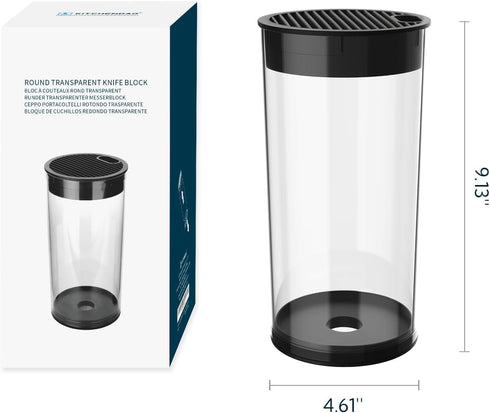 Universal Knife Block without Knives, Round Kitchen Knife Holder with Scissors Slot, Space Saver Storage