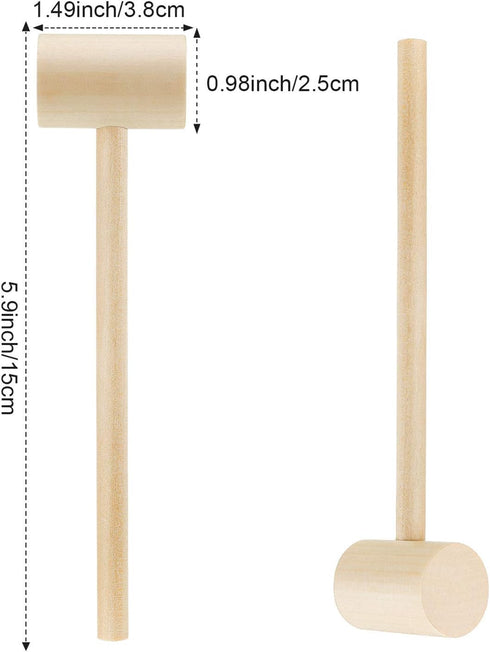 18 Pieces Mini Wooden Crab Lobster Mallets, Solid Hardwood Hammer for Seafood and Craft