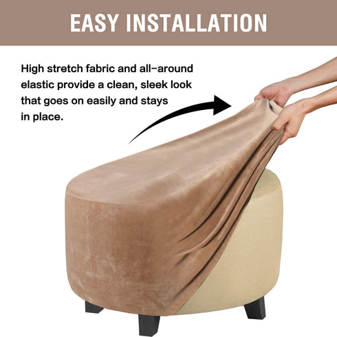 GERLNF Round Velvet Ottoman Slipcover Ottoman Covers Footstool Protector Covers Storage Stool Ottoman Covers Stretch