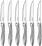 Steak Knives Set of 6, Stainless Steel Serrated Blade, Hammered Pattern Handle, 4.5 In, Dishwasher Safe for Kitchen